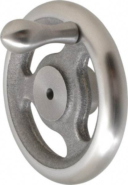 Made in USA - 5", Straight Handwheel - 1-1/2" Hub, Cast Iron, Plain Finish - Industrial Tool & Supply