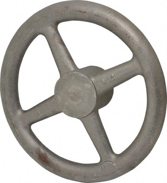 Made in USA - 12", Straight Handwheel - 3" Hub, Cast Iron, Plain Finish - Industrial Tool & Supply