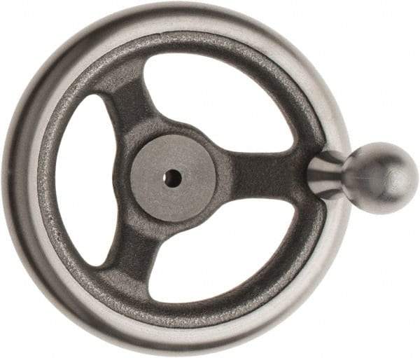 Made in USA - 6", Offset Handwheel - 1-3/8" Hub, Cast Iron, Plain Finish - Industrial Tool & Supply