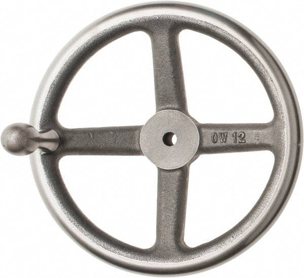 Made in USA - 12", Offset Handwheel - 2-1/2" Hub, Cast Iron, Plain Finish - Industrial Tool & Supply