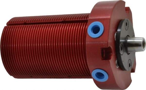 De-Sta-Co - 90 Lb Clamping Force, Right Hand Swing, 21.5mm Total Stroke, Single-Acting Pneumatic Swing Clamp - 1/8 NPT Port, 85.3mm Body Length x 76.2mm Body Width, 2.01 Cu In (Clamp), 2.26 Cu In (Unclamp), 130 Max psi - Industrial Tool & Supply