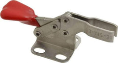 De-Sta-Co - 100 Lb Holding Capacity, Horizontal Handle, Manual Hold Down Toggle Clamp - 90° Handle Movement, 90° Bar Opening, U-Bar, Flanged Base, Electro-Plated Zinc, Stainless Steel - Industrial Tool & Supply