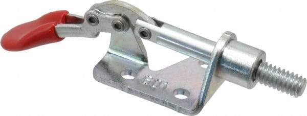 De-Sta-Co - 100 Lb Load Capacity, Flanged Base, Carbon Steel, Standard Straight Line Action Clamp - 3 Mounting Holes, 0.17" Mounting Hole Diam, 1/4" Plunger Diam, Thumb Handle - Industrial Tool & Supply