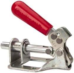 De-Sta-Co - 300 Lb Load Capacity, Flanged Base, Carbon Steel, Standard Straight Line Action Clamp - 4 Mounting Holes, 0.22" Mounting Hole Diam, 0.44" Plunger Diam, Straight Handle - Industrial Tool & Supply