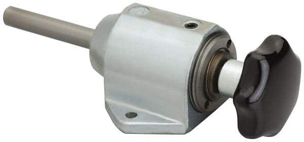 De-Sta-Co - 1,490.15 N Capacity, M5 Plunger, 8mm Plunger Diam, Foot Mt, One Hand, Hand Wheel Actuation, Variable Stroke Straight Line Action Clamp - 40mm Max Rapid Stroke, 2.5mm Max Clamping Stroke, 4.5mm Mt Hole Diam, 56mm Overall Height, 128mm OAL - Industrial Tool & Supply