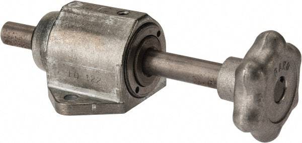 De-Sta-Co - 3,000 N Capacity, M6 Plunger, 12mm Plunger Diam, Foot Mt, One Hand, Hand Wheel Actuation, Variable Stroke Straight Line Action Clamp - 45mm Max Rapid Stroke, 3mm Max Clamping Stroke, 6.5mm Mt Hole Diam, 68mm Overall Height, 153mm OAL - Industrial Tool & Supply