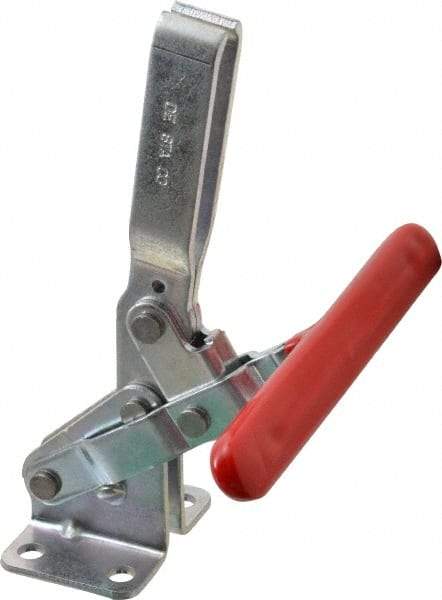 De-Sta-Co - 600 Lb Holding Capacity, Vertical Handle, Manual Hold Down Toggle Clamp - 58° Handle Movement, 103° Bar Opening, U-Bar, Flanged Base, Electro-Plated Zinc, Carbon Steel - Industrial Tool & Supply