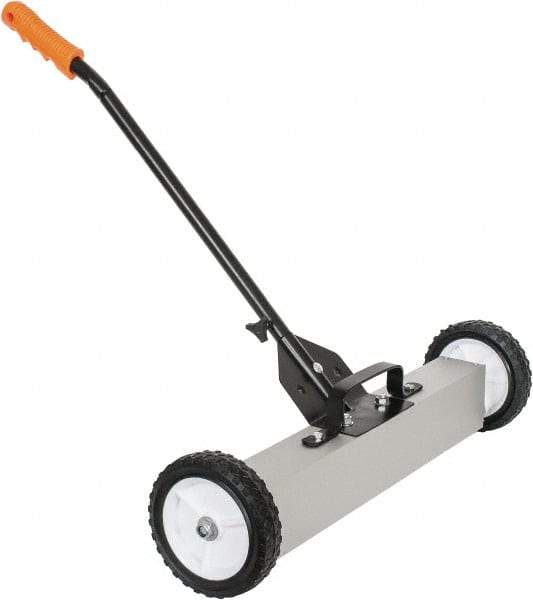 Shields Magnetics - 24" Long Push Magnetic Sweeper with Wheels - 6-13/16" Wide x 13" High x 48" Long, 7" Wheel Diam, 3/4 to 1-1/2" Clearance - Industrial Tool & Supply
