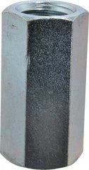 Value Collection - 1-8 UNC, 2-3/4" OAL Steel Standard Coupling Nut - Zinc-Plated Finish, 1-3/8" Width Across Flats - Industrial Tool & Supply