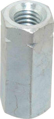 Made in USA - 1/2-13 UNC, 1-3/4" OAL Steel Standard Coupling Nut - Zinc-Plated Finish, 3/4" Width Across Flats - Industrial Tool & Supply