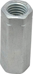 Made in USA - 5/8-11 UNC, 2-1/8" OAL Steel Standard Coupling Nut - Zinc-Plated Finish, 13/16" Width Across Flats - Industrial Tool & Supply