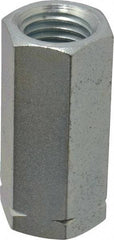 Made in USA - 3/4-10 UNC, 2-1/4" OAL Steel Standard Coupling Nut - Zinc-Plated Finish, 1" Width Across Flats - Industrial Tool & Supply
