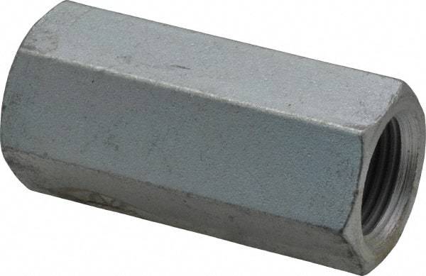 Value Collection - 3/4-16 UNF, 2-1/4" OAL Steel Standard Coupling Nut - Zinc-Plated Finish, 1" Width Across Flats - Industrial Tool & Supply