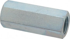 Made in USA - 5/8-11 UNC, 2-1/8" OAL Steel Standard Coupling Nut - Zinc-Plated Finish, 13/16" Width Across Flats - Industrial Tool & Supply