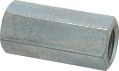 Made in USA - 3/4-10 UNC, 2-1/4" OAL Steel Standard Coupling Nut - Zinc-Plated Finish, 1" Width Across Flats - Industrial Tool & Supply