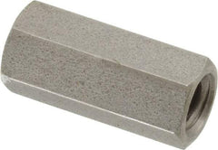 Made in USA - 1/4-20 UNC, 7/8" OAL Stainless Steel Standard Coupling Nut - 3/8" Width Across Flats - Industrial Tool & Supply