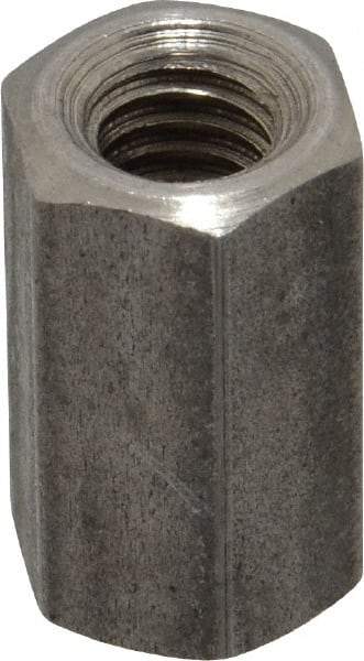 Made in USA - 5/16-18 UNC, 7/8" OAL Stainless Steel Standard Coupling Nut - 1/2" Width Across Flats - Industrial Tool & Supply