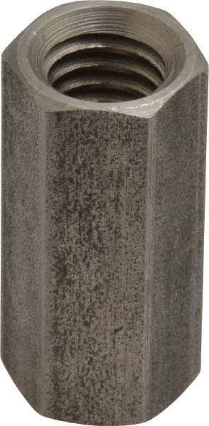 Made in USA - 3/8-16 UNC, 1-1/8" OAL Stainless Steel Standard Coupling Nut - 1/2" Width Across Flats - Industrial Tool & Supply