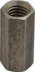 Made in USA - 3/8-16 UNC, 1-1/8" OAL Stainless Steel Standard Coupling Nut - 1/2" Width Across Flats - Industrial Tool & Supply