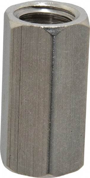 Made in USA - 1/2-13 UNC, 1-1/4" OAL Stainless Steel Standard Coupling Nut - 5/8" Width Across Flats - Industrial Tool & Supply