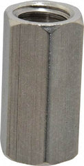 Made in USA - 1/2-13 UNC, 1-1/4" OAL Stainless Steel Standard Coupling Nut - 5/8" Width Across Flats - Industrial Tool & Supply