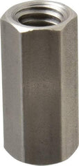 Made in USA - 3/8-16 UNC, 1-1/8" OAL Stainless Steel Standard Coupling Nut - 1/2" Width Across Flats - Industrial Tool & Supply