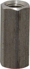 Made in USA - 1/4-28 UNF, 7/8" OAL Stainless Steel Standard Coupling Nut - 3/8" Width Across Flats - Industrial Tool & Supply
