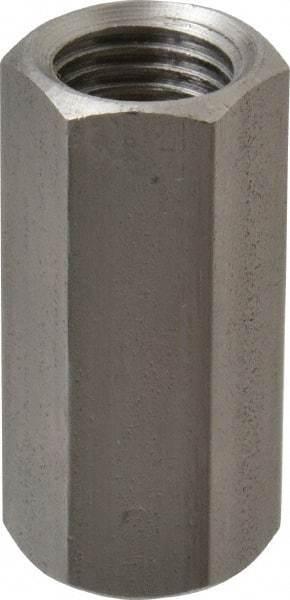 Made in USA - 7/16-20 UNF, 1-1/4" OAL Stainless Steel Standard Coupling Nut - 9/16" Width Across Flats - Industrial Tool & Supply