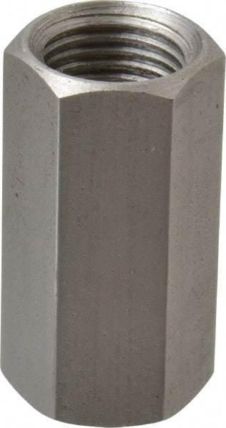 Made in USA - 1/2-20 UNF, 1-1/4" OAL Stainless Steel Standard Coupling Nut - 5/8" Width Across Flats - Industrial Tool & Supply