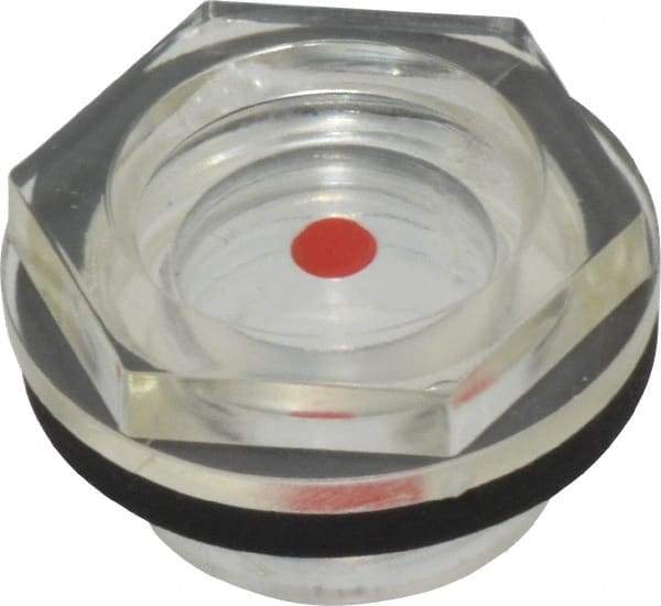 J.W. Winco - G 3/8 Thread, 19mm Distance Across Flats, Plastic Oil Level Sight Glasses - 22mm Flange Diameter, 7mm Length Under Head - Industrial Tool & Supply