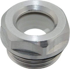 J.W. Winco - G 1/2 Thread, 23mm Distance Across Flats, Aluminum Oil Level Sight Glasses - 26mm Flange Diameter, 7.5mm Head Height, 8.5mm Length Under Head - Industrial Tool & Supply