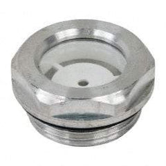 J.W. Winco - G 1 Thread, 36mm Distance Across Flats, Aluminum Oil Level Sight Glasses - 40mm Flange Diameter, 8.5mm Head Height, 11mm Length Under Head - Industrial Tool & Supply