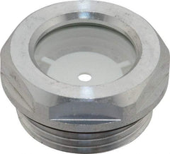 J.W. Winco - G 1 Thread, 36mm Distance Across Flats, Aluminum Oil Level Sight Glasses - 40mm Flange Diameter, 8.5mm Head Height, 11mm Length Under Head - Industrial Tool & Supply