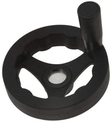 J.W. Winco - 100mm, Handwheel with Revolving Handle - 24mm Hub, Plastic, Plain Finish - Industrial Tool & Supply