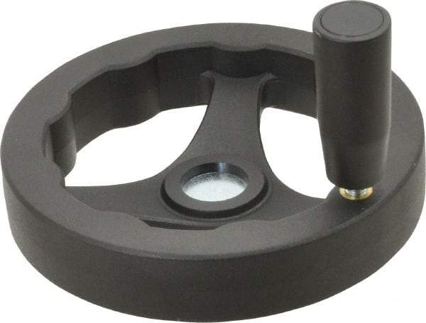 J.W. Winco - 125mm, Handwheel with Revolving Handle - 24mm Hub, Plastic, Plain Finish - Industrial Tool & Supply