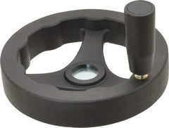 J.W. Winco - 125mm, Handwheel with Revolving Handle - 24mm Hub, Plastic, Plain Finish - Industrial Tool & Supply