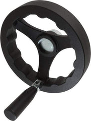 J.W. Winco - 160mm, Handwheel with Retractable Handle - 32mm Hub, Plastic, Plain Finish - Industrial Tool & Supply