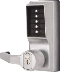 Kaba Access - Combination Entry Lever Lockset with Key Override - 2-3/4" Back Set, No Cylinder, Zamak3, Satin Chrome Finish - Industrial Tool & Supply