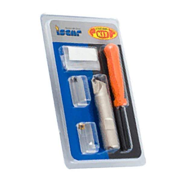 Iscar - 45° Lead Angle, 37/64" Min Cut Diam, Indexable Chamfer and Angle End Mill - 2 Inserts, SOMT 060204-HQ Insert Style, Straight Shank - Industrial Tool & Supply