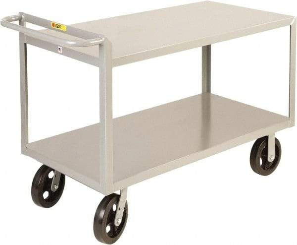 Little Giant - 2,000 Lb Capacity, 30" Wide x 65-1/2" Long x 30" High Shelf Cart - 2 Shelf, Steel, 2 Rigid/2 Swivel Casters - Industrial Tool & Supply