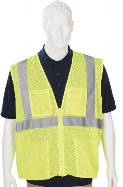 PIP - High Visibility Vest - CL2 ZIP FRONT LIME XL BARRIERE MESH FABRIC VEST - Industrial Tool & Supply