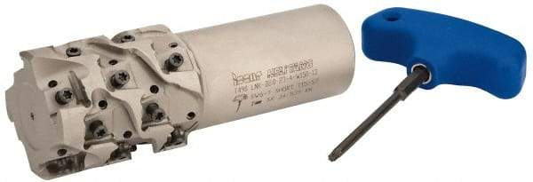 Iscar - 2" Cut Diam, 2.32" Max Depth of Cut, 1-1/2" Shank Diam, 5-1/4" OAL, Indexable Square Shoulder End Mill - T490 LN.T 1306 Inserts, Cylindrical Shank, 90° Lead Angle, Through Coolant, Series Helitang - Industrial Tool & Supply