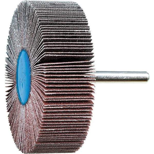 PFERD - 3" Diam x 1" Face Width, Aluminum Oxide Coated Mounted Flap Wheel - 1/4" Shank Mount, 120 Grit, 20,000 Max RPM - Industrial Tool & Supply
