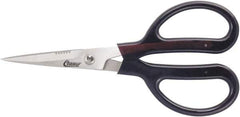 Clauss - 4" LOC, 7" OAL Stainless Steel Trimmers - Serrated, Plastic Coated Handle, For Paper, Fabric - Industrial Tool & Supply