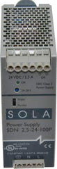Sola/Hevi-Duty - 60 Watt, 2.50 Amp, 230 VAC Input, 24 VDC Output, DIN Rail Power Supply - 1.97 Inch Wide x 4.55 Inch Deep x 4.88 Inch High, Up to 87.5% Efficiency, 14 to 140°F, Green LED - Industrial Tool & Supply