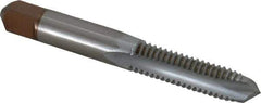 Made in USA - 3/8-16 UNC, 3 Flute, Chrome Finish, High Speed Steel Spiral Point Tap - Plug Chamfer, Right Hand Thread, 2-15/16" OAL, 1-1/4" Thread Length, 3B Class of Fit - Exact Industrial Supply