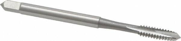 OSG - #6-32 UNC, 2 Flute, Bright Finish, High Speed Steel Spiral Point Tap - Plug Chamfer, Right Hand Thread, 2" OAL, 11/16" Thread Length, 0.141" Shank Diam, Series 105 - Exact Industrial Supply