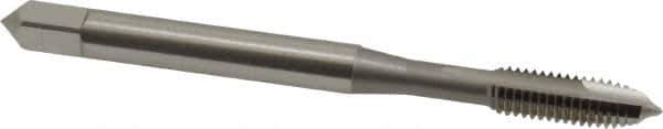 OSG - #10-32 UNF, 2 Flute, Bright Finish, High Speed Steel Spiral Point Tap - Plug Chamfer, Right Hand Thread, 2-3/8" OAL, 7/8" Thread Length, 0.194" Shank Diam, Series 105 - Exact Industrial Supply