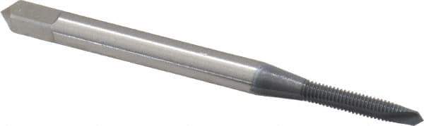 OSG - #2-64 UNF, 2 Flute, Bright Finish, High Speed Steel Spiral Point Tap - Plug Chamfer, Right Hand Thread, 1-3/4" OAL, 7/16" Thread Length, 0.141" Shank Diam, 2B Class of Fit, Series 105 - Exact Industrial Supply
