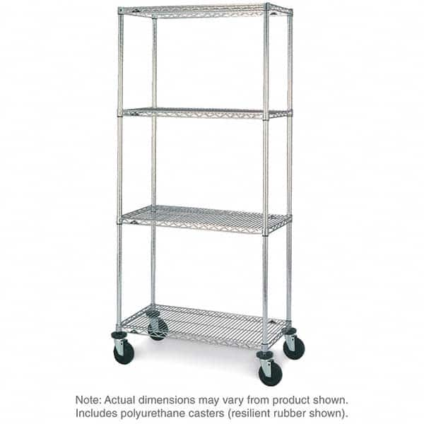 Metro - 600 Lb Capacity 4 Shelf Mobile Wire Shelving Unit - Add-On Unit - Industrial Tool & Supply